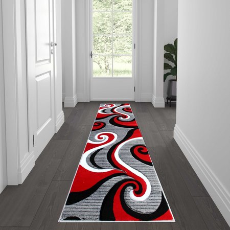 Flash Furniture Red 2' x 7' Modern Plush Abstract Area Rug KP-RG952-27-RD-GG